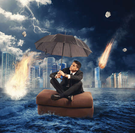 Concept of market collapse with  falling meteoritesの写真素材