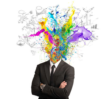 Concept of creative mind with colorful effect