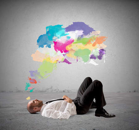 Concept of Think creative with businessman thinkingの写真素材