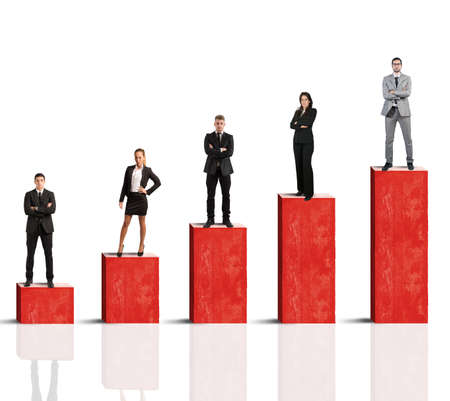 Concept of successful team with growing statistics
