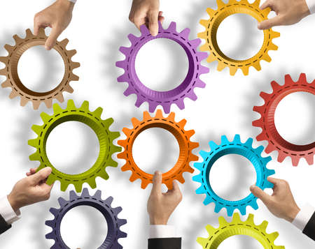 Teamwork and integration concept with gear systemの写真素材