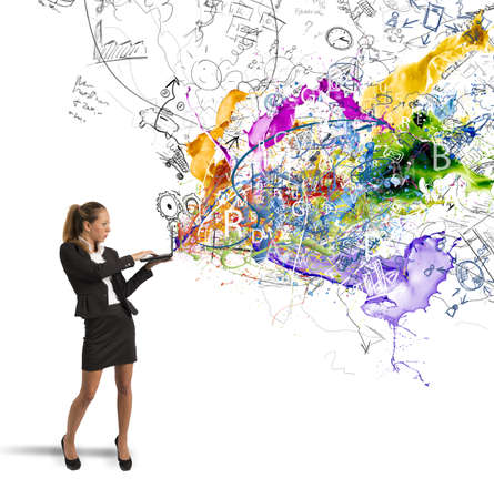 Businesswoman works on a creative business ideaの写真素材