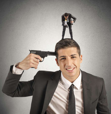 Concept of pressure with boss screaming on the megaphone