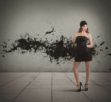 Concept of creative fashion with black motion effectの写真素材
