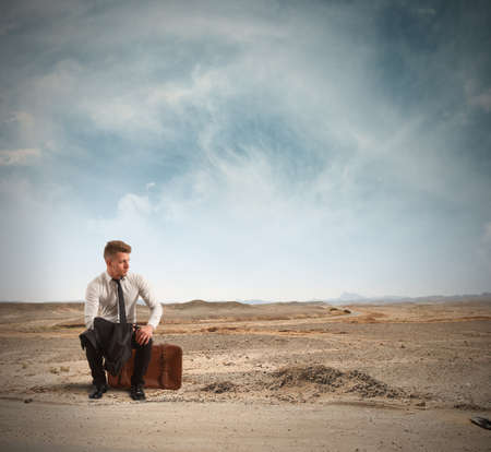 Concept of discharged businessman in the streetの写真素材