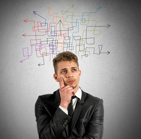 Concept of indecision and confusion in business