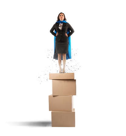 Concept of successful businesswoman like a super heroの写真素材