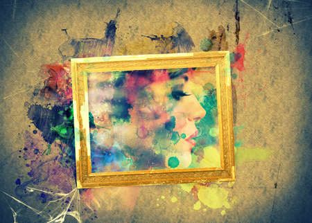 Framework of creative fashion with portrait of a girlの写真素材