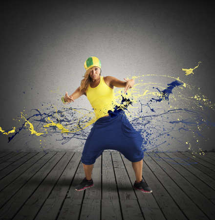 Modern rap dancer with drop motion effectの写真素材