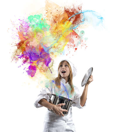 Chef prepares a magic in the kitchen