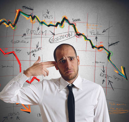 A businessman shoots himself for the crisisの写真素材