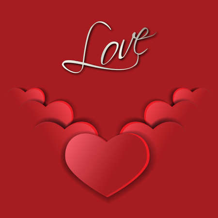 Big red hearts symbols of st valentineのイラスト素材