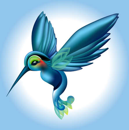Tropical bird with blue and green plumageのイラスト素材