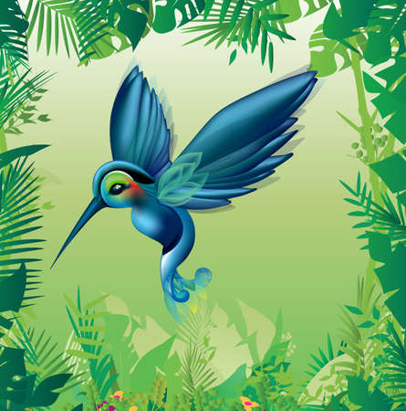 Tropical bird with blue and green plumageの写真素材