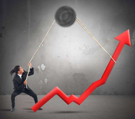 Businessman change the result of the statisticsの写真素材