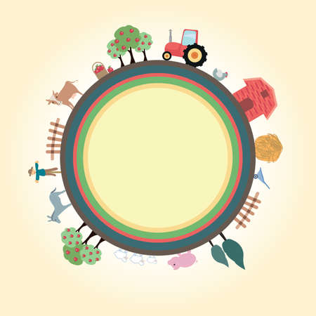 Beautiful farm for children colorful and funのイラスト素材