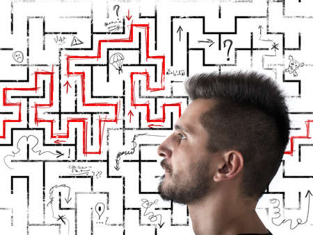 Man tries to find a way outの写真素材