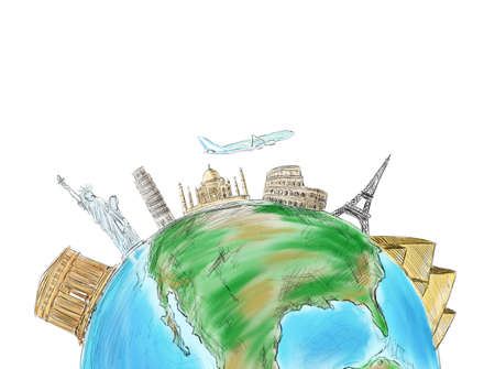 Drawing of beautiful world to see and discoverの写真素材