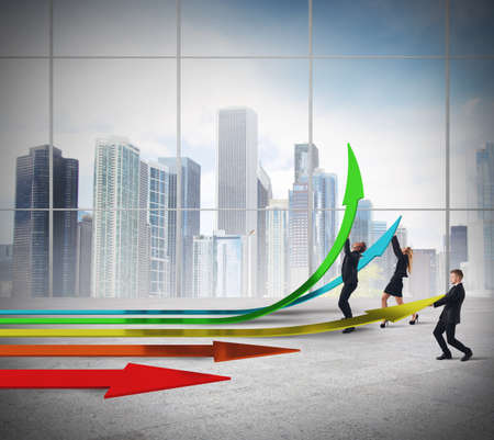 Businessperson create the progress way in officeの写真素材