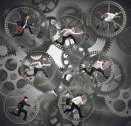 Businesspeople as gear parts of a machine