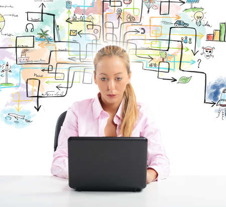 Businesswoman working and try to find a solution