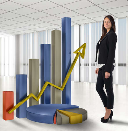 Businesswoman satisfied with the profit and productivityの写真素材