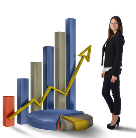 Businesswoman satisfied with the profit and productivityの写真素材