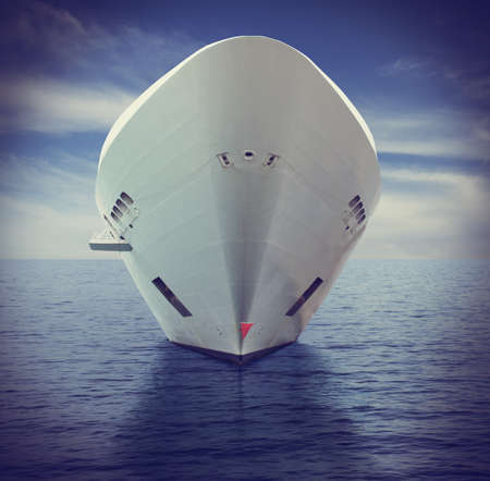 Big cruise ship sailing in calm oceanの写真素材