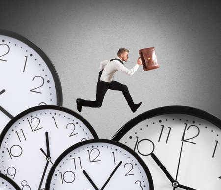 Businessman runs overload of work always late