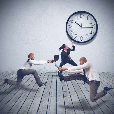 Demanding boss wants maximum speed by employeesの写真素材