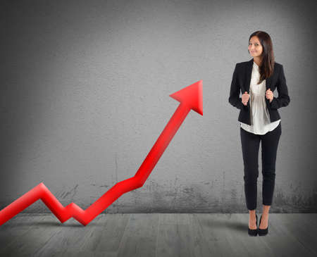 Businesswoman proud of its good financial profitの写真素材