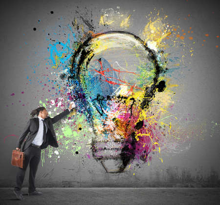 Businessman has great inspiration to creative ideasの写真素材