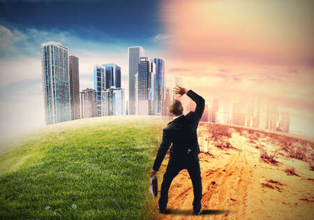 Global warming and the end of civilizationの写真素材