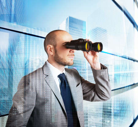 Businessman looking for a new working challengeの写真素材