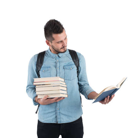 Student reads the story lesson for examsの写真素材