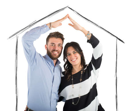 Couple in love dreams a home togetherの写真素材