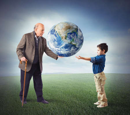 Deliver the world in young people hands. の写真素材