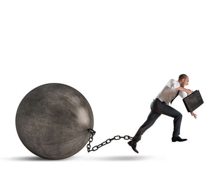 Man determined despite the weight of crisisの写真素材