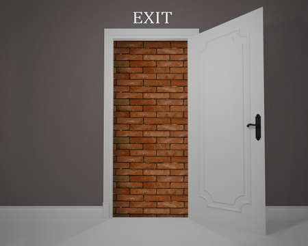 Exit obstructed by a job without opportunitiesの写真素材