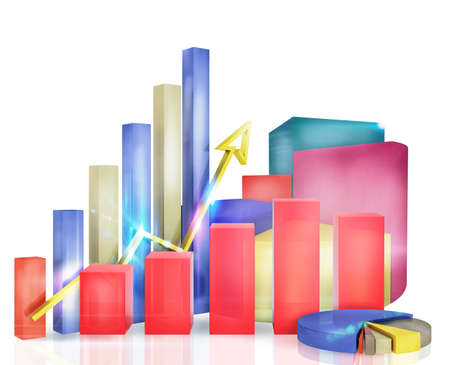 Graphs measure the economic and financial growthの写真素材