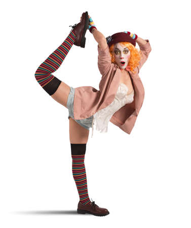 Clown in a pose extravagant and amazingの写真素材
