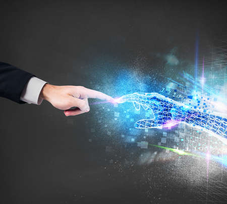 Connection between human and the virtual worldの写真素材