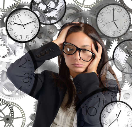 Businesswoman overload appointments and with little timeの写真素材