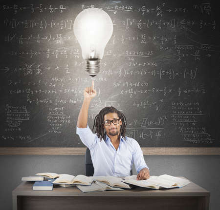 Teacher has a brilliant and smart ideaの写真素材
