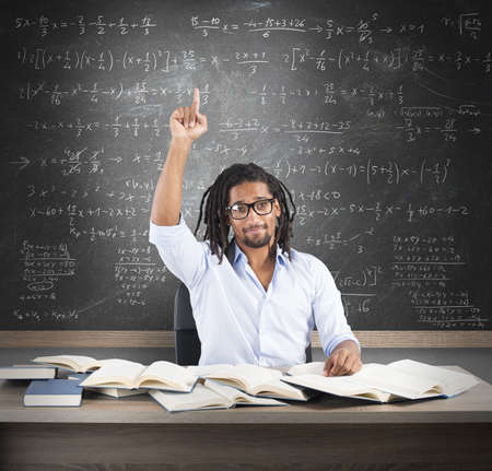 Student has the solution to math problemの写真素材