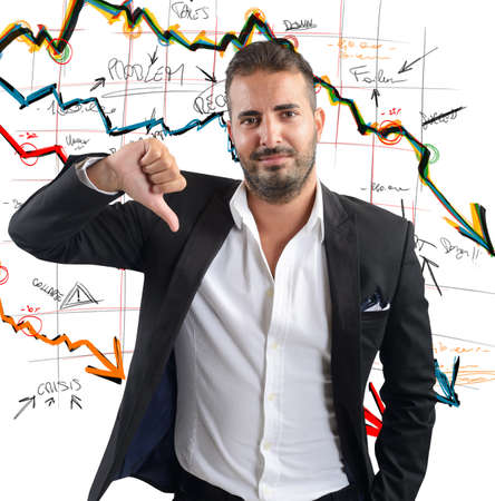 Businessman unhappy and negative of company resultsの写真素材