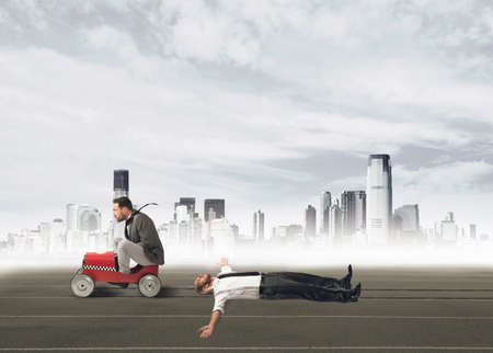 Businessman ruthless and pissed invests a colleagueの写真素材