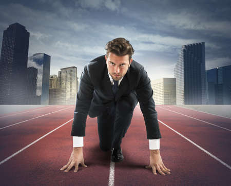 Businessman at the beginning of new challengeの写真素材