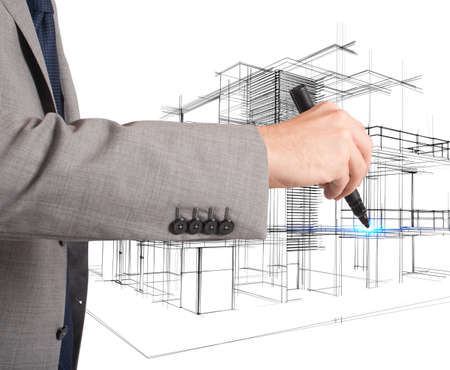 Architect plans and organizes new residential areasの写真素材