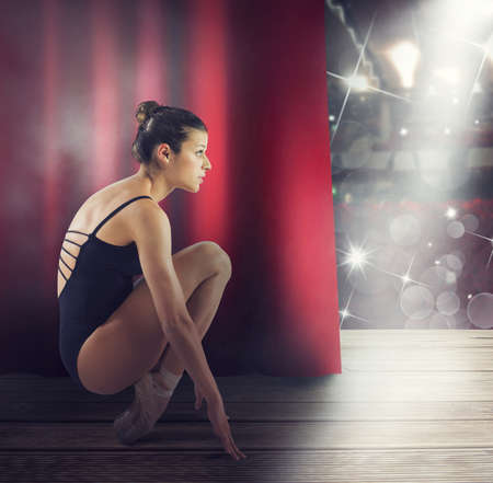 Dancer warms up before the show startの写真素材